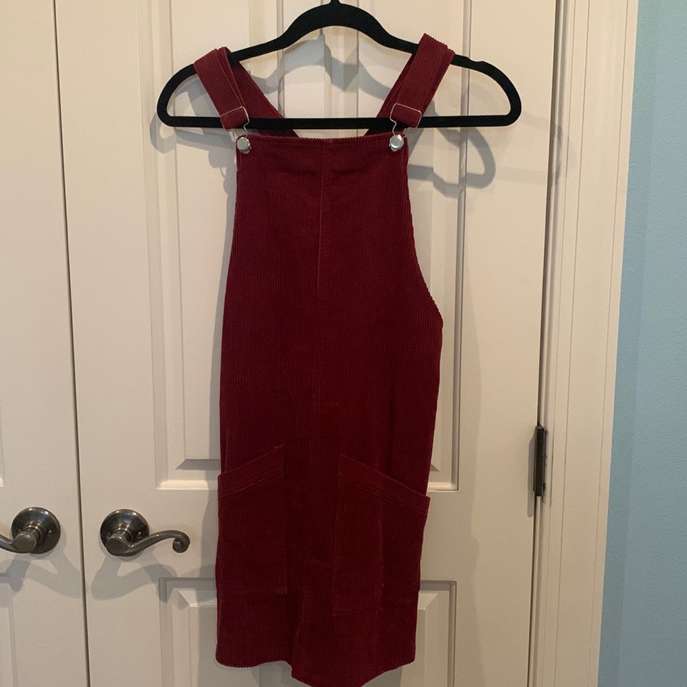 Altard State Burgundy Corduroy Overall Dress
